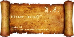 Mitter Anikó névjegykártya